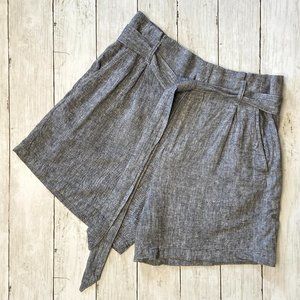 H & M Chambray Linen Blend Belted Shorts / 8